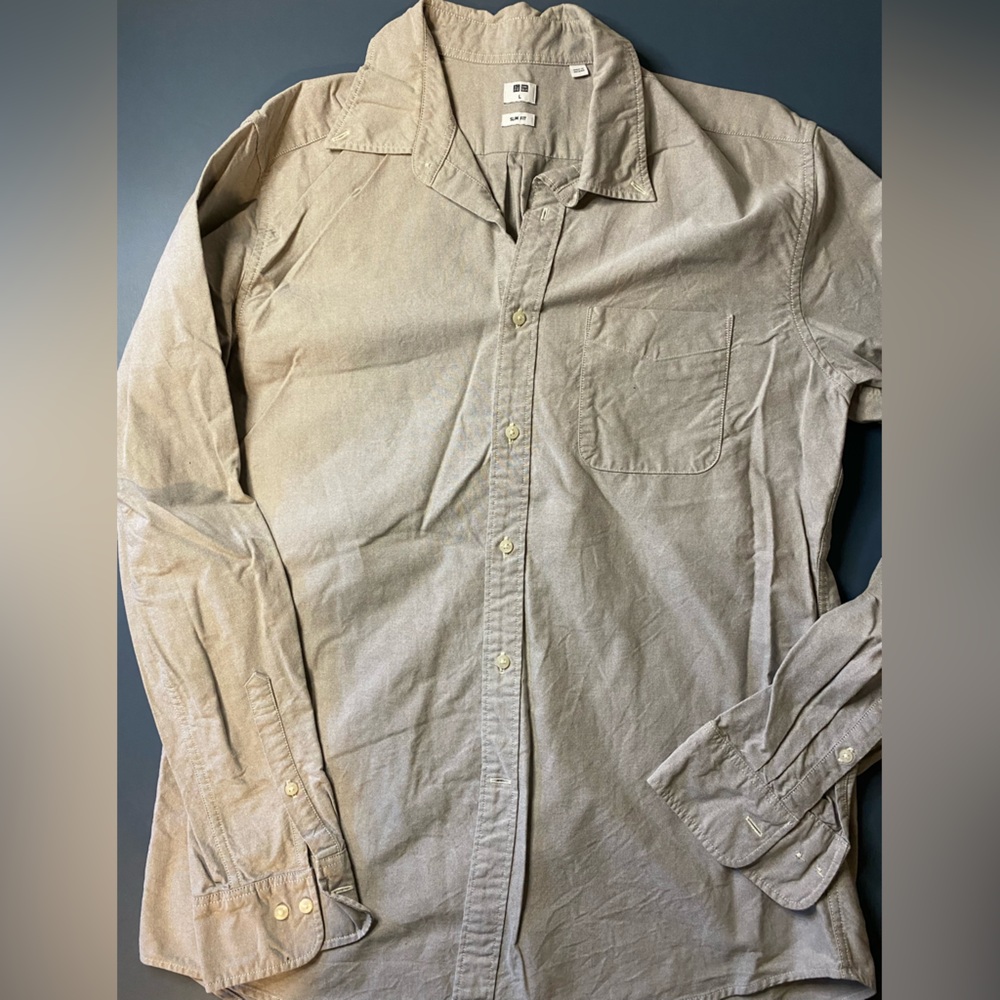 Uniqlo Grey‎ Button Down Long Sleeve Shirt Large